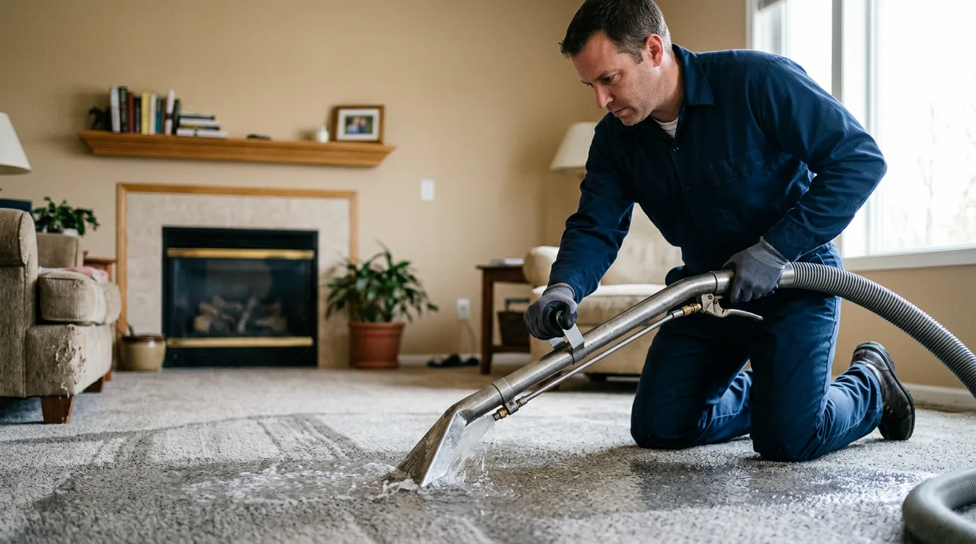 Water damage restoration technician working near Maple Heights, OH